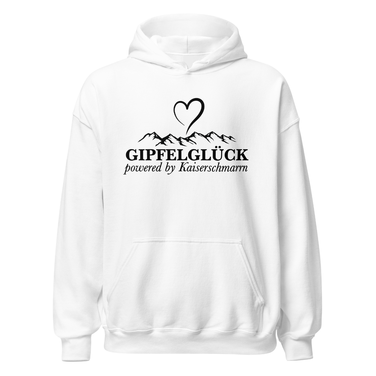 Gipfelglück Hoodie mit Berg-Spruch, Motivdetail