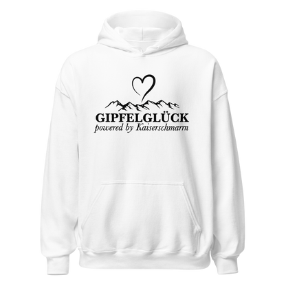 Gipfelglück Hoodie mit Berg-Spruch, Motivdetail