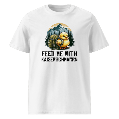 Feed Me T-Shirt Unisex mit Schriftzug, Motivdetail