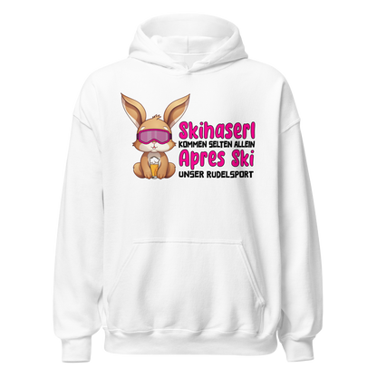 Skihaserl Rudelsport Hoodie mit Après-Ski-Motiv, Motivdetail